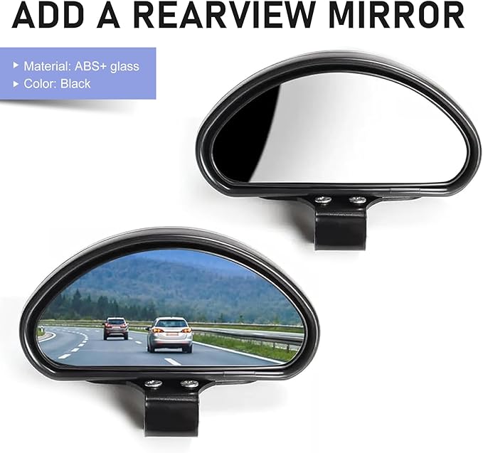 2 PCS Car Blind Spot Mirror, Ajustable Car Reversing Auxiliary Mirror with Screw Fixation, Broaden View Field Clear Imaging Rearview, Universal Wide Angle Exterior Accessories (Black)
