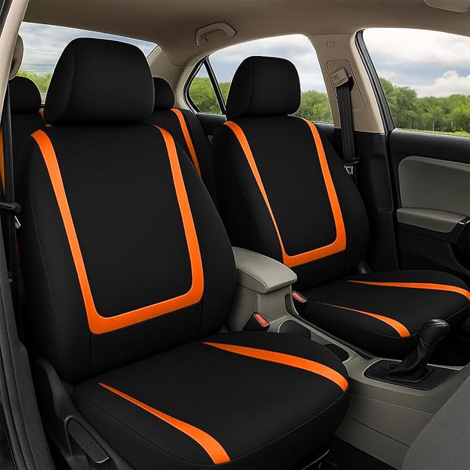 BELOMI Car Seat Covers Full Set, Breathable Premium Cloth Auto Seat Cover, Universal Front and Rear Seat Covers, Automotive I