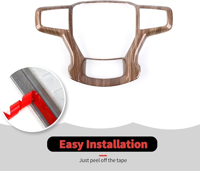 Steering Wheel Trim Cover Frame Decoration Interior Accessories Compatible with Chevrolet Silverado 2019-2023,for Chevrolet Tahoe 2021-2023,for Suburban SUV 2020-2023,Wood grain