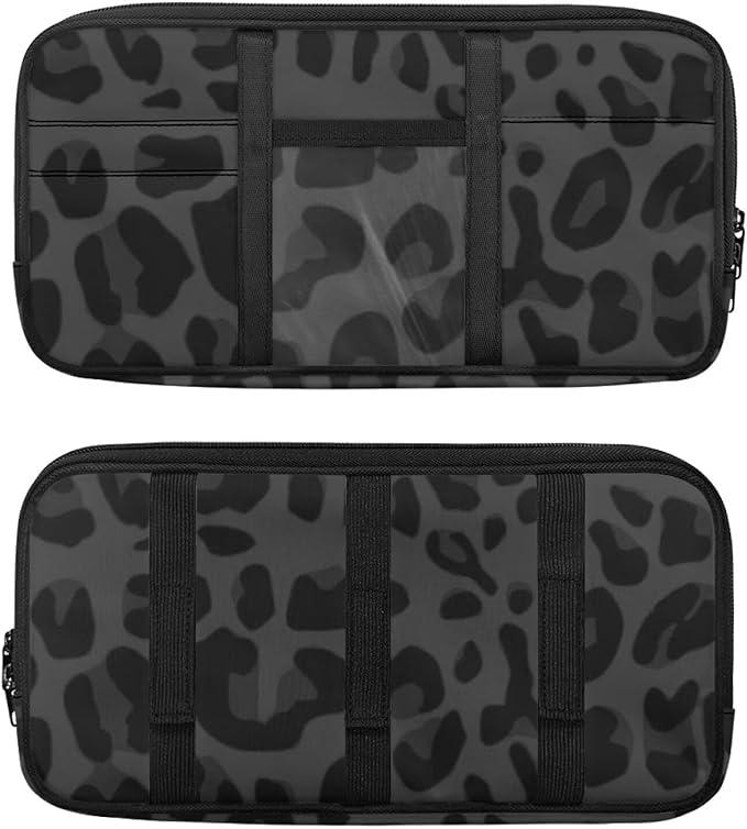 Leopard Sun Visor Organizer Small Auto Interior Visor Storage Pouch Holder with Zipper Auto Sunshade Organizer Bag, Multi-Pocket Sunvisor Storage Fashion Car Accessories