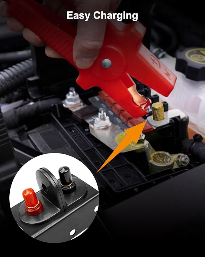 Battery Jump Post Kit, Remote Battery Jumper Terminals with Cable & Mounting Bracket, Heavy Duty Charging Post Battery Terminals Relocation Kit for Car Boat RV Truck UTV ATV Trailer