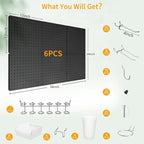 FZK Peg Board Wall Organizer Kit. Heavy Duty, 82PCS Metal Pegboard, Black, 36 * 24