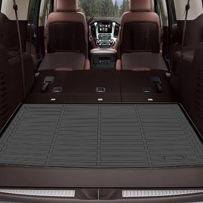 Floor Mats for Chevy Suburban 2015 2016 2017 2018 2019 2020, for GMC Yukon XL(with 2nd Row Bench), 1st & 2nd Rows &Cargo Mat, TPE Non-Slip Waterproof Summer Winter Chevrolet Suburban Car Accessories