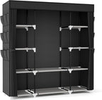 VTRIN Portable Closet Wardrobe for Hanging Clothes 57.3 Inch Large Capacity Clothes Rack with Cover, 10 Storage Organizer She