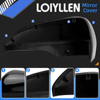 Driver Side Mirror Cover Replacement for Ford Fusion 2013 2014 2015 2016 2017 2018 2019 2020 2021 2022 - Left Side Mirror Covers, Rear View Mirror Cap Accessories With Lamp, Black