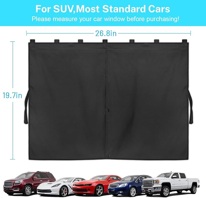 Car Window Shades, Double Layers Magnetic Car Sun Shade for Baby, Blackout/See Through Back Side Window Covers, Auto Window Curtains for UV Protection