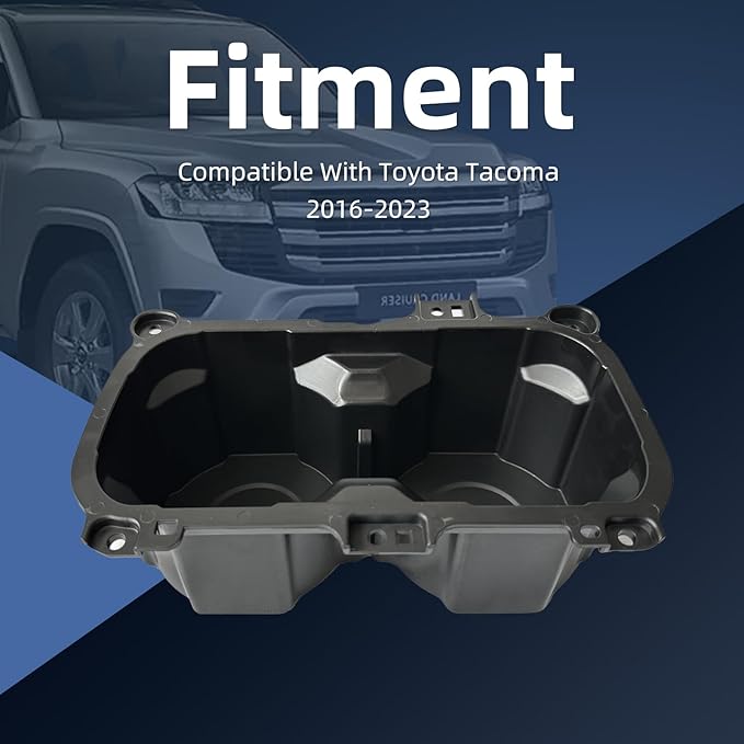 Oversized Cup Holder Compatible with Toyota Tacoma 3rd Gen 2016-2023, ABS Plastic Car Cup Holder Tray Replacement for 3.75" D
