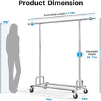 HOKEEPER Clothing Garment Rack Capacity 525LBS Clothing Racks on Wheels Rolling Clothes Rack for Hanging Clothes Heavy Duty C