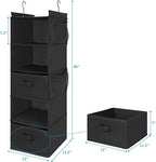 MAX Houser 5 Tier Shelf Hanging Closet Organizer, Cloth Hanging Shelf with 2 Sturdy Hooks for Storage, Foldable (Black-D2)