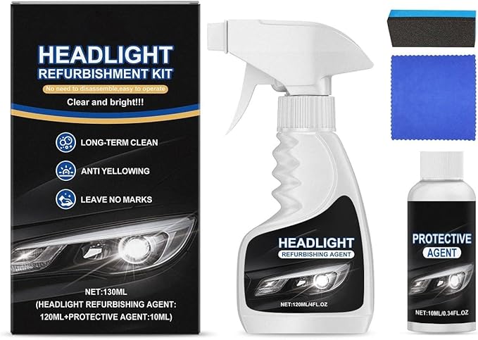 Dodorado Headlight Restoration Kit – No Sanding Required, Fast Cleaning & Ceramic Coating, Restores Yellowed Hazy Headlights 