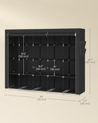 SONGMICS Portable Closet, Wardrobe Closet Organizer with Cover, 5 Hanging Rods and Shelves, 4 Side Pockets, 17.7 x 83 x 65.7 