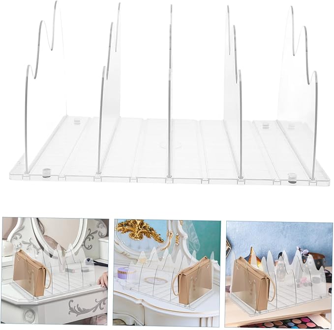 Garneck Clear Handbag Shelf Divider Closet Organizer for Bags Sturdy Storage with Non-Slip Base for Supermarkets and Home Use
