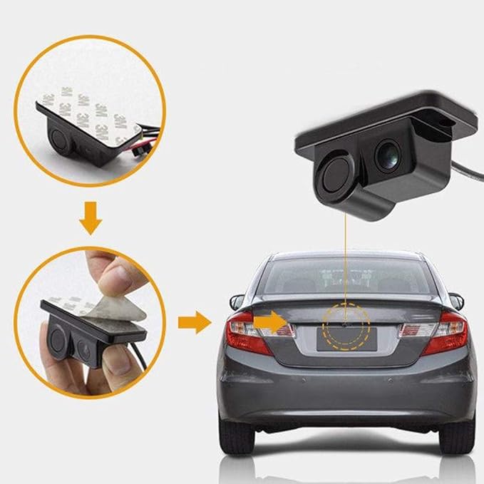 PolarLander Car Rear View Camera 2In1 Design Camera Parking Sensor Kit Auto Reversing Rearview Backup Parking Radar 170 Degre