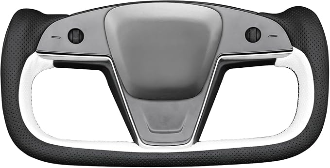 MEWANT Hand Stitched Tesla Model S Yoke Real Leather Steering Wheel Cover Wrap for Tesla Model S 2021-2023 / Model X 2021-2023 Tesla Yoke Steering Wheel Accessories(3D Style)