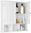 ChooChoo Bathroom Cabinet Wall Mounted 2-Door with 3 Open Shelves, Wooden Medicine Cabinets with Adjustable Shelf, Space Save