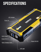 GOOLOO GP4000 Jump Starter 4000A Peak Car Starter (All Gas,up to 10.0L Diesel Engine) SuperSafe 12V Lithium Jump Box,Auto