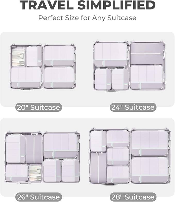 Percover Compression Packing Cubes 6-Piece Set, Packing Cubes Compression for Travel with Multi-Size Organization, Travel Org