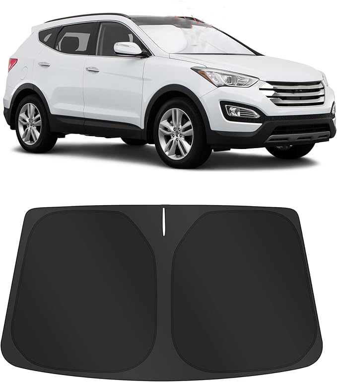 TINGLU Sun Shade for Hyundai Santa Fe 2013-2018 Accessories Windshield Sun Shade Window Shade UV Rays Protection Sun Visor Cover with Steering Wheel Sunshade Storage Bag