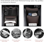 Car Organizer Storage Between Seats, Leather Large Capacity Automobile Handbag Hanging Store Content Bag, Auto Console Organizer Holder for Snack Phone Document Storages, Car Accessories (Brown)