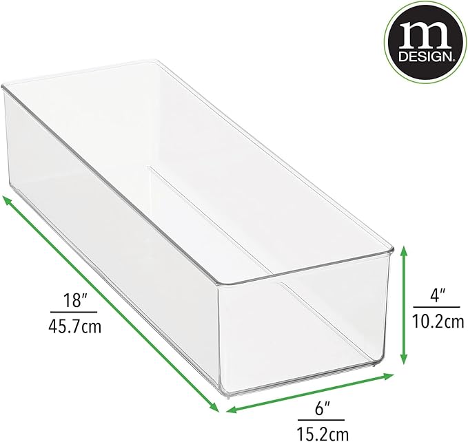 mDesign Plastic Drawer Organizer Box, Long Storage Organizer Bin Container; For Closets, Bedrooms, Use for Leggings, Socks, T