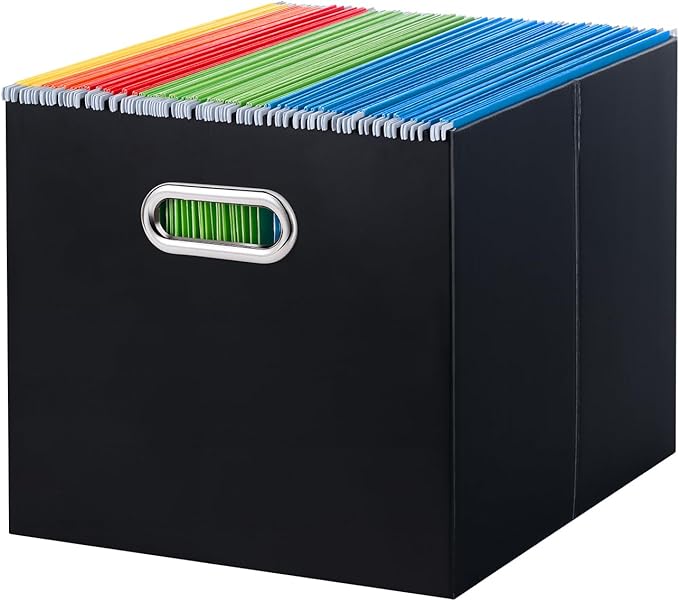 Oterri Cardboard File Organizer Box for Hanging File Folders Letter Size,Large File Box for Computer Desk,File Cabinet,Workin