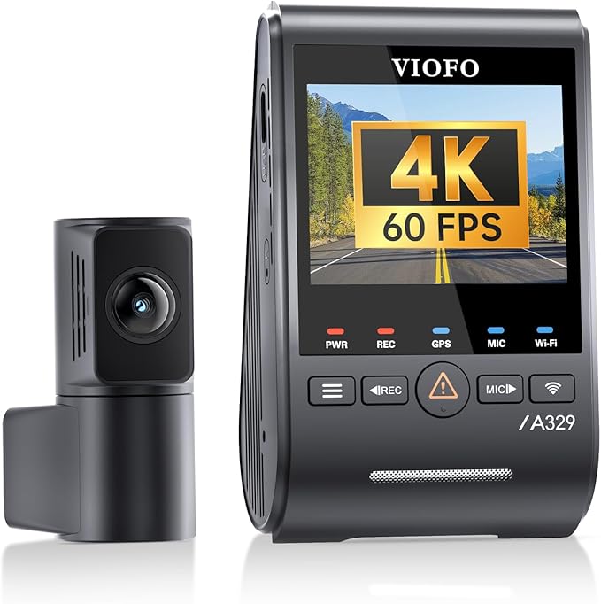 VIOFO A329S 4K 60FPS Dash Cam Front and Rear, 4K+2K Dual Dash Camera for Cars, Power Saving Parking Mode, Wi-Fi 6 App Control