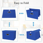 STOREONE Fabric Storage Cube Bins Foldable Organizer Container Collapsible Basket with Lids and Metal Handles, for Home, Bedr