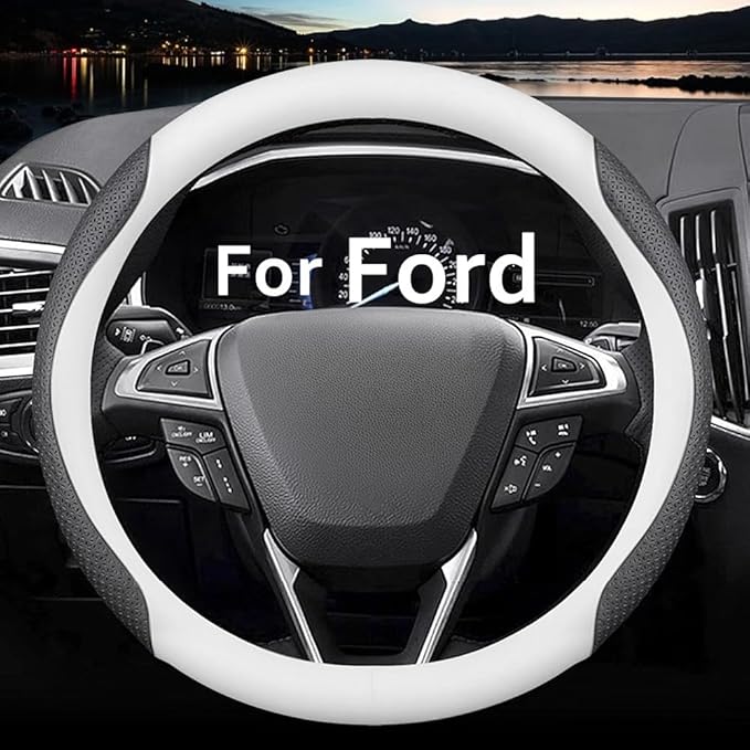 HAOTULE Nappa Leather Slim and Stylish Steering Wheel Cover, for Ford Steering Wheel Cover Accessories Interior Modification,