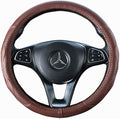 Brown Wheel Cover Cowhide Steering Wheel Cover Leather Car Steering Wheel Cover Universal 15.5inch / Size L (B-Brown-L)