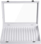 Frebeauty 15 Hooks Necklace Tray,Neckalce Organizer with Clear Lid,Velvet Necklace Holder Box,Jewelry Organizer for Pendants 