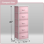 Sorbus Fabric Dresser for Kids Bedroom - Chest of 5 Drawers, Tall Storage Tower, Clothing Organizer, for Closet, for Playroom