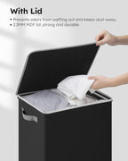 SOLEDI Laundry Hamper Black with Lid and Removable Bag - 100L Large and Tall Laundry Basket Collapsible with Handle for Cloth