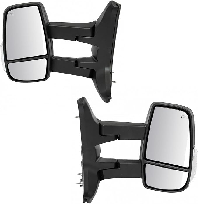 TRQ Driver & Passenger Side Mirror Set Power with Heat Compatible with 2015-2019 Ford Transit-150 Transit-250 Transit-350 Tra