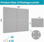 Peg Board,4 Pack Metal Pegboard Panels with 8 hooks,PegBoard Wall Organizer,16"x12" Steel PegBoard for Walls,Tools,Garage,Off