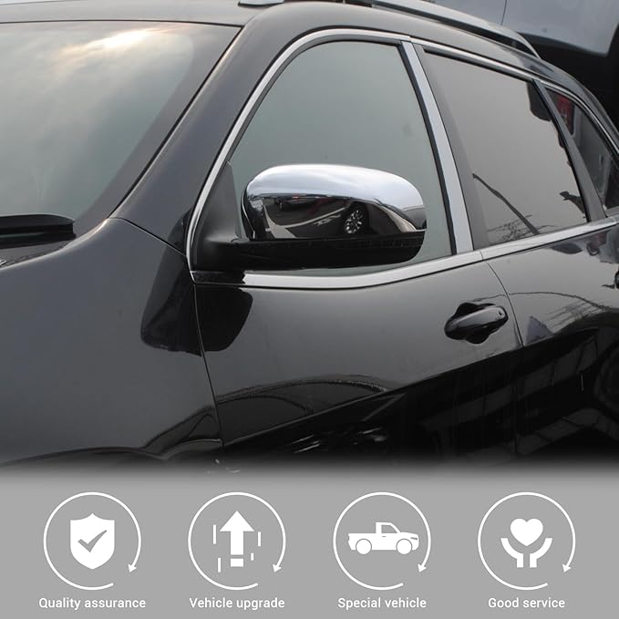 Jimen Compatible with Jeep Cherokee 2014-2023 / Jeep Compass 2017-2023, Side Door Rearview Mirror Cover Trim (Chrome)