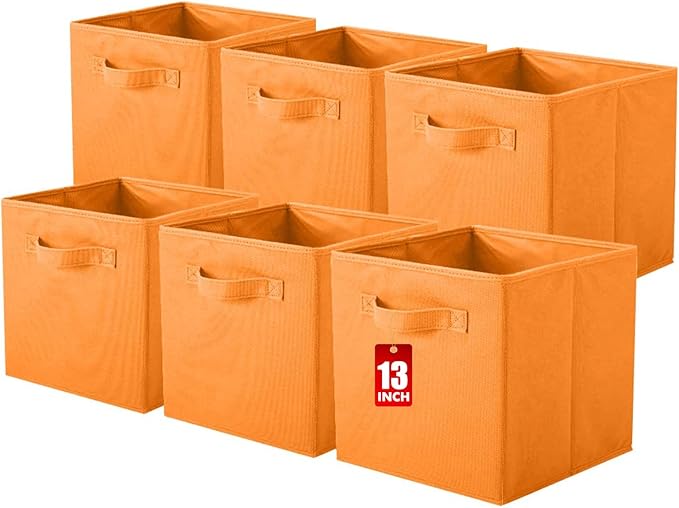 ShellKingdom Storage Bins, Foldable Fabric Storage Cubes And Cloth Organizer Drawer For Closet And Toys, 13 X 13 X 13 INCH, 6