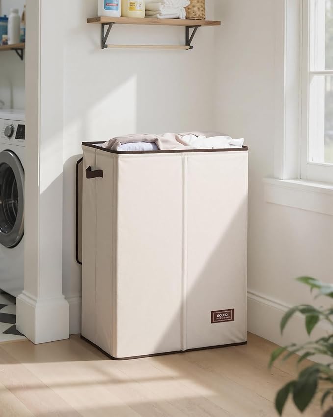 SOLEDI Laundry Hamper with Lid 130L Large & Tall Collapsible Laundry Basket, Clothes Hamper with Bag Removable Easy to Carry,