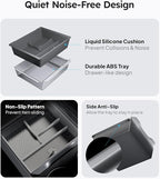 Wigoo Center Console Organizer for Tesla Model Y Juniper (Only Premium & Performance 2025 2026) and All Model 3 Highland Accessories [Double-Layer Storage, Smooth Sliding] 4PCS Gray
