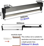 Pull Out Clothes Rail Extendable Clothes Rail for Closet - Pull Out Closet Rod with 2 Sliding Rail Adjustable 30-80Cm, Wardro