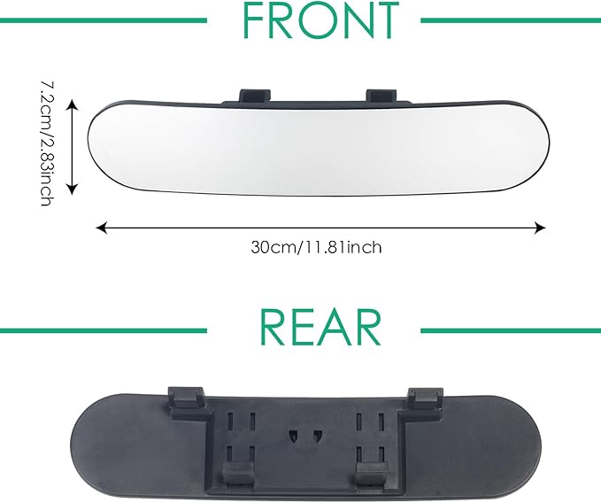 Rear View Mirror for Car,11.8" Convex Panoramic Wide Angel View Mirrors Extender,Chrome Tint Anti Glare,Rounded Corner,Universal Clip on Interior Rearview Mirror for Truck Car and SUV(Chrome)