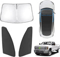 Karltys 3PCS Windshield Sun Shade for 2015-2019 Chevy Silverado/GMC Sierra 2500HD 3500HD, Front and Side Window Sunshade Custom Fit Silverado, Foldable Sun Visor Protector Blocks Heat UV Rays