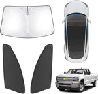 Karltys 3PCS Windshield Sun Shade for 2015-2019 Chevy Silverado/GMC Sierra 2500HD 3500HD, Front and Side Window Sunshade Custom Fit Silverado, Foldable Sun Visor Protector Blocks Heat UV Rays
