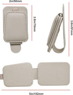 2 Pack Leather Car Sunglass Holder, Magnetic Leather Glasses Eyeglass Hanger Clip for Car, Sunglass Clip Glasses Holder for Car Visor-Beige