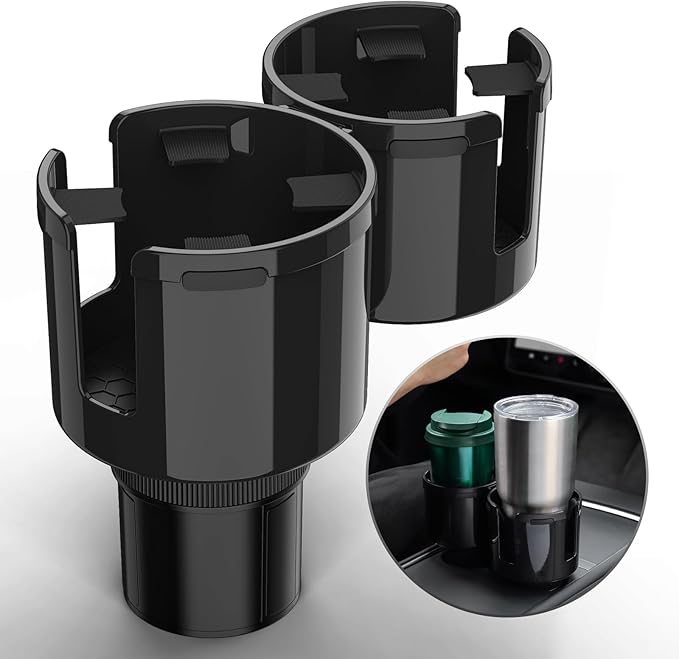 TYKOR Car Cup Holder Expander, 2 in 1 Cup Holder Extender Adapter with Expandable Base, Fits Yeti, Hydroflask, Large Water Bo