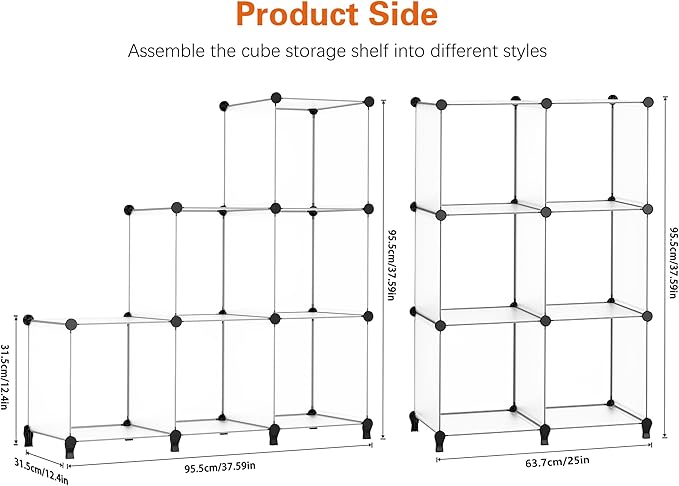 HOMIDEC 6-Cube Storage Organizer, Closet Organizer Storage Shelf Bookcase Bookshelf with Metal Hammer, Storage Cubes Organize
