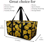 NGIL Extra Large Utility Tote Reusable Grocery Organizing Bag Oversized Collapsible for Storage, Picnic,Car, Beach (Softball-black)