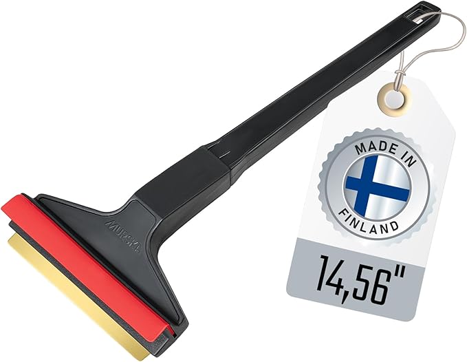 Ice Scraper Brass Blade Car Ice Scraper Long Handle 14,5 inch Ice Scraper for Car Snow Scraper Ice Scrapers for Car Windshield Original Murska from Europe (L&P A055 Black Red)
