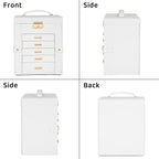 AKOZLIN 6-Tier Jewelry Box Lockable Leather Jewelry Storage Case with 5 Drawers for Women Girls Ring Necklace Earring Bracele