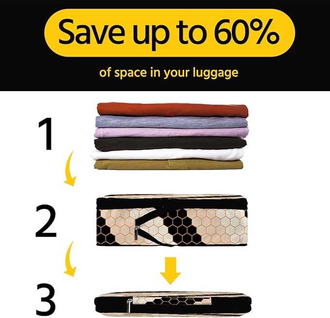 6 Pcs Compression Packing Cubes Waterproof Suitcase Travel Bag Luggage Backpack Organizer Travel Cubes for Packing-Black and 