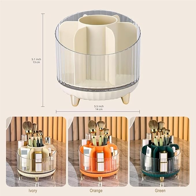 Makeup Organizer Vanity 360 Rotating Makeup Organizer Spinning Makeup Organizer for Vanity, Makeup Brush Holder 7-Slot Fits M